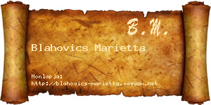 Blahovics Marietta névjegykártya